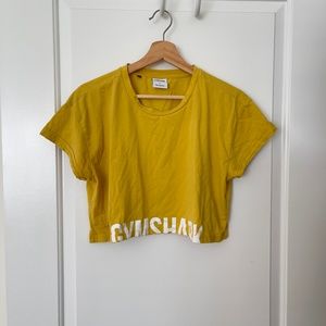 Gymshark Fraction Crop Top in Yellow Mustard